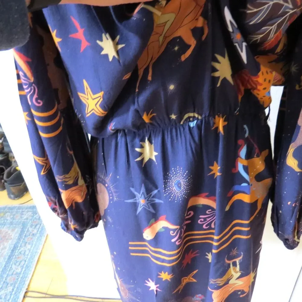 America & Beyond Dark Night Celestial Print Dress Medium NWOT - Picture 8 of 13